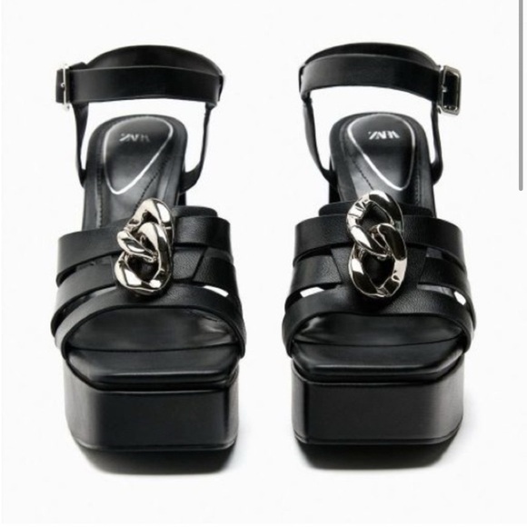 NWT ZARA High Heel Platform Sandals Size 42 US 11 - Picture 1 of 7